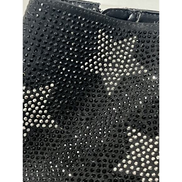 INC Floriann Ankle 8.5 Booties Black Sparkle Silver Star Chunky Clear Heel - Picture 8 of 11